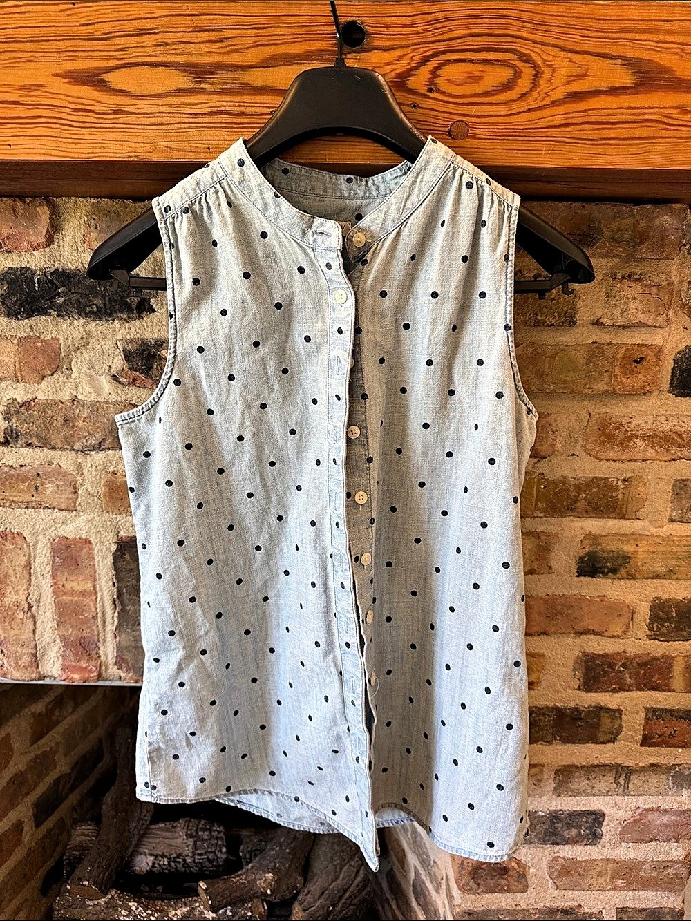 J.Crew Polka Dot Blouse in Blue & White Size 2 Like New